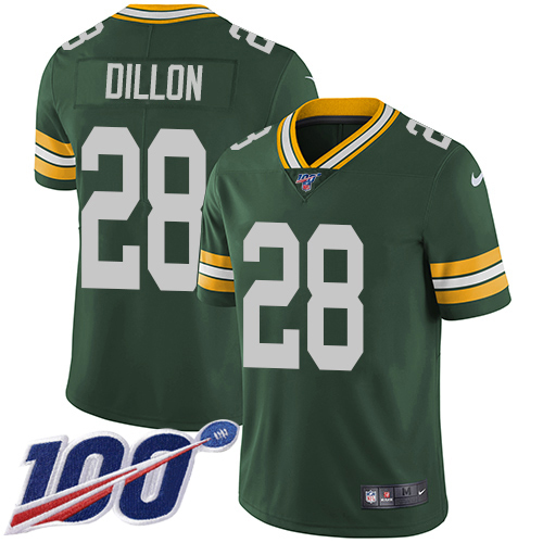 Nike Packers #28 AJ Dillon Green Team Color Men's Stitched NFL 100th Season Vapor Untouchable Limited Jersey Nike Packers #28 AJ Dillon Green Team Color Men's Stitched NFL 100th Season Vapor Untouchable Limited Jersey