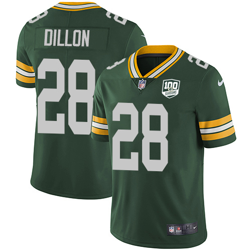 Nike Packers #28 AJ Dillon Green Team Color Men's 100th Season Stitched NFL Vapor Untouchable Limited Jersey Nike Packers #28 AJ Dillon Green Team Color Men's 100th Season Stitched NFL Vapor Untouchable Limited Jersey