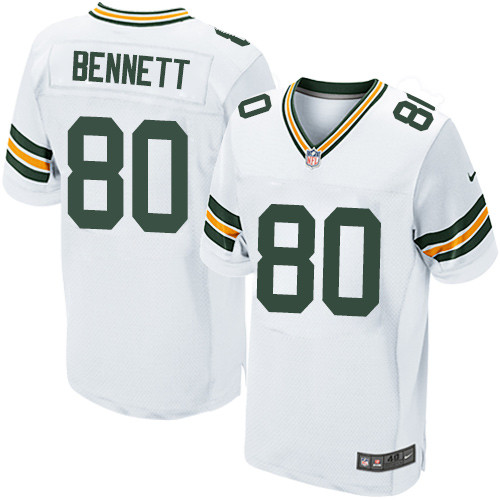 Nike Packers #80 Martellus Bennett White Men's Stitched NFL Elite Jersey Nike Packers #80 Martellus Bennett White Men's Stitched NFL Elite Jersey