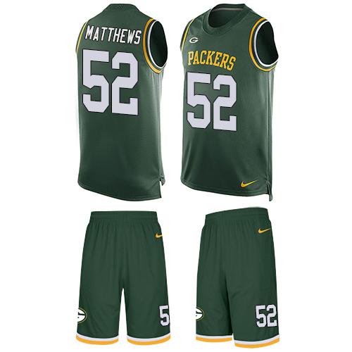 Nike Packers #52 Clay Matthews Green Team Color Men's Stitched NFL Limited Tank Top Suit Jersey Nike Packers #52 Clay Matthews Green Team Color Men's Stitched NFL Limited Tank Top Suit Jersey
