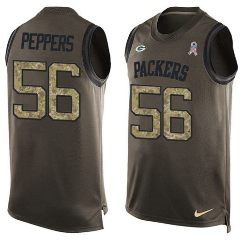 Nike Packers #56 Julius Peppers Green Men's Stitched NFL Limited Salute To Service Tank Top Jersey Nike Packers #56 Julius Peppers Green Men's Stitched NFL Limited Salute To Service Tank Top Jersey