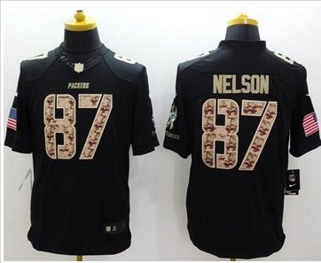 NEW Green Bay Packers #87 Jordy Nelson Black NFL Limited Salute to Service Jersey