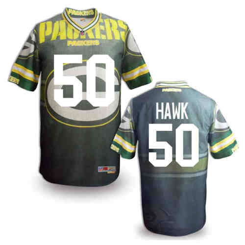 New Green Bay Packers 50 A.J.Hawk Team Color NFL Elite Fanatical Version Jersey