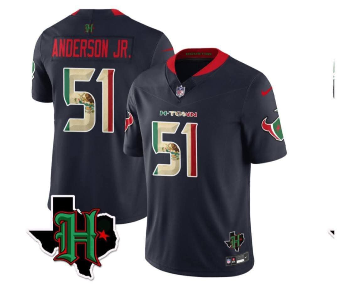 Men's Houston Texans #51 Will Anderson Jr. F.U.S.E. Mexican Vapor Limited Stitched Football Jersey Men's Houston Texans #51 Will Anderson Jr. F.U.S.E. Mexican Vapor Limited Stitched Football Jersey