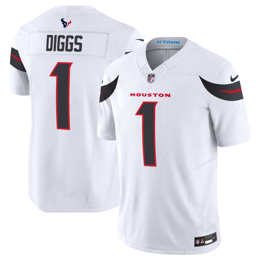 Men's Houston Texans #1 Stefon Diggs White 2024 Vapor F.U.S.E. Limited Stitched Jersey Men's Houston Texans #1 Stefon Diggs White 2024 Vapor F.U.S.E. Limited Stitched Jersey