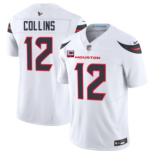 Men's Houston Texans #12 Nico Collins White 2025 F.U.S.E. With 1-Star C Patch Vapor Limited Stitched Football Jersey Men's Houston Texans #12 Nico Collins White 2025 F.U.S.E. With 1-Star C Patch Vapor Limited Stitched Football Jersey
