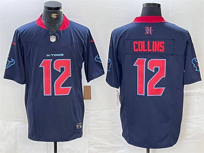 Men's Houston Texans #12 Nico Collins Navy 2nd Alternate F.U.S.E. Vapor Limited Stitched Football Jersey Men's Houston Texans #12 Nico Collins Navy 2nd Alternate F.U.S.E. Vapor Limited Stitched Football Jersey