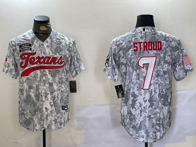 Men's Houston Texans # 7 C.J. Stroud Camo With Patch Cool Base Stitched Baseball Jersey 1 Men's Houston Texans # 7 C.J. Stroud Camo With Patch Cool Base Stitched Baseball Jersey 1
