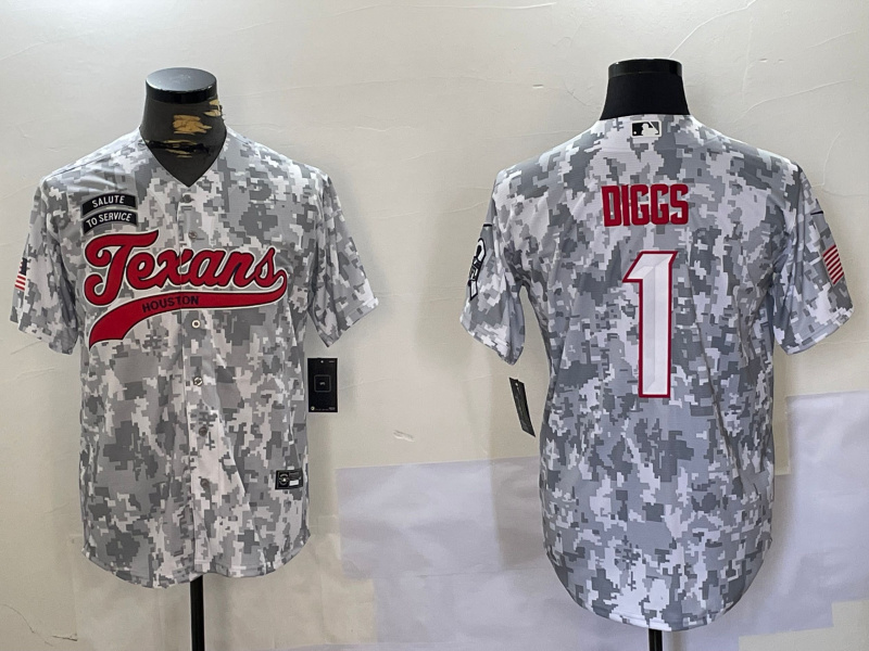 Men's Houston Texans #1 Stefon Diggs Camo With Patch Cool Base Stitched Baseball Jersey Men's Houston Texans #1 Stefon Diggs Camo With Patch Cool Base Stitched Baseball Jersey