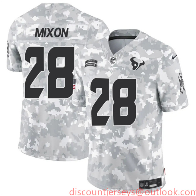 Men's Houston Texans #28 Joe Mixon 2024 F.U.S.E Arctic Camo Salute To Service Limited Stitched Football Jersey Men's Houston Texans #28 Joe Mixon 2024 F.U.S.E Arctic Camo Salute To Service Limited Stitched Football Jersey