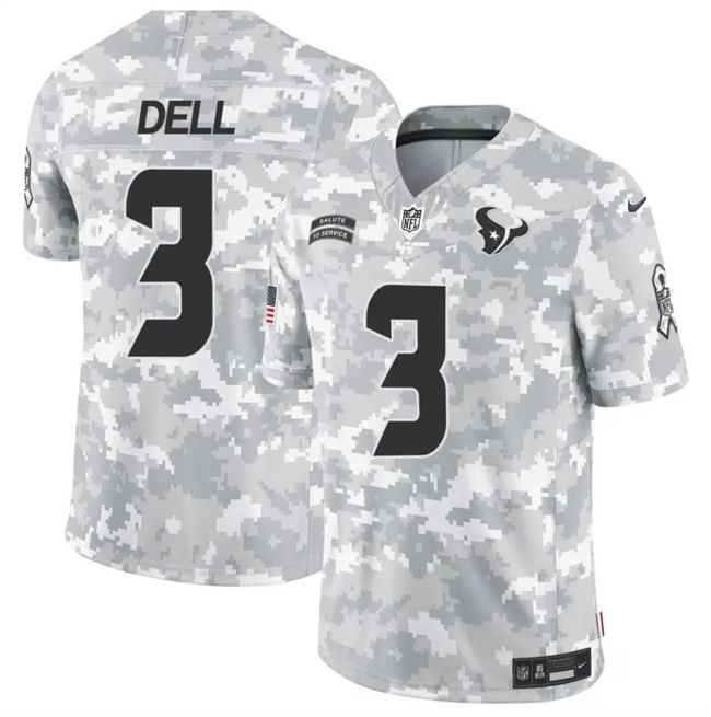 Men's Houston Texans #3 Tank Dell 2024 F.U.S.E Arctic Camo Salute To Service Limited Stitched Football Jersey Men's Houston Texans #3 Tank Dell 2024 F.U.S.E Arctic Camo Salute To Service Limited Stitched Football Jersey