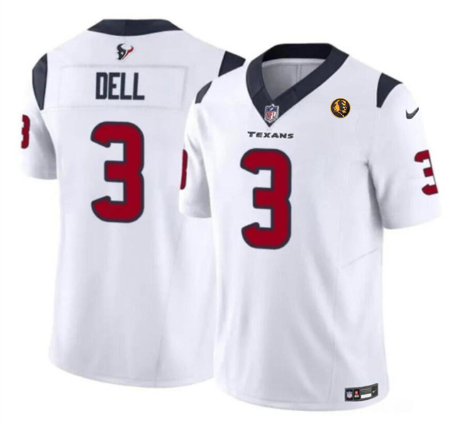 Men's Houston Texans #3 Tank Dell White 2023 F.U.S.E. With John Madden Patch Vapor Limited Stitched Football Jersey Men's Houston Texans #3 Tank Dell White 2023 F.U.S.E. With John Madden Patch Vapor Limited Stitched Football Jersey