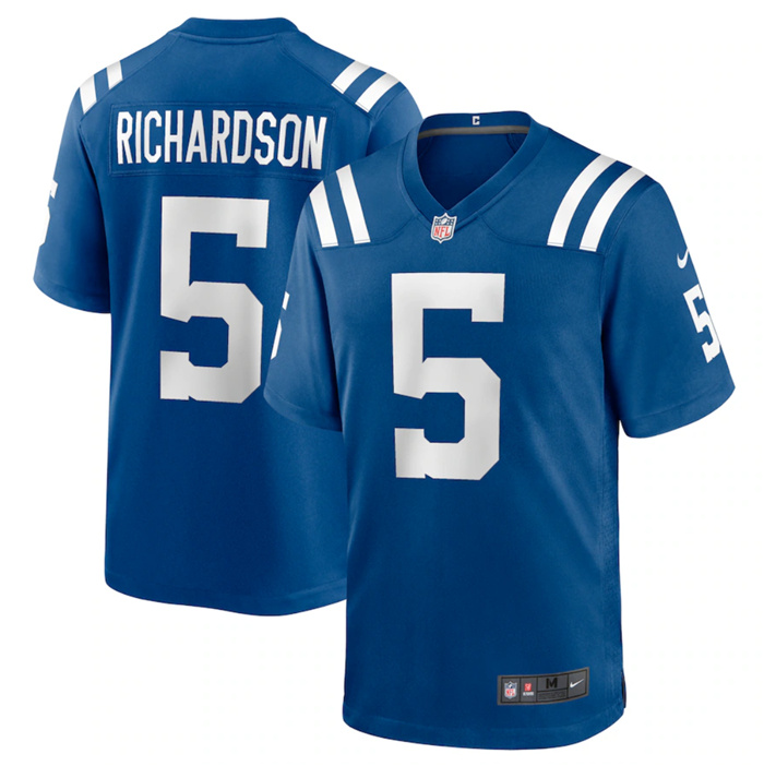 Men's Indianapolis Colts #5 Anthony Richardson Blue Stitched Game Jersey Men's Indianapolis Colts #5 Anthony Richardson Blue Stitched Game Jersey