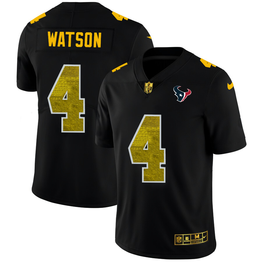 Houston Texans #4 Deshaun Watson Men's Black Nike Golden Sequin Vapor Limited NFL Jersey Houston Texans #4 Deshaun Watson Men's Black Nike Golden Sequin Vapor Limited NFL Jersey