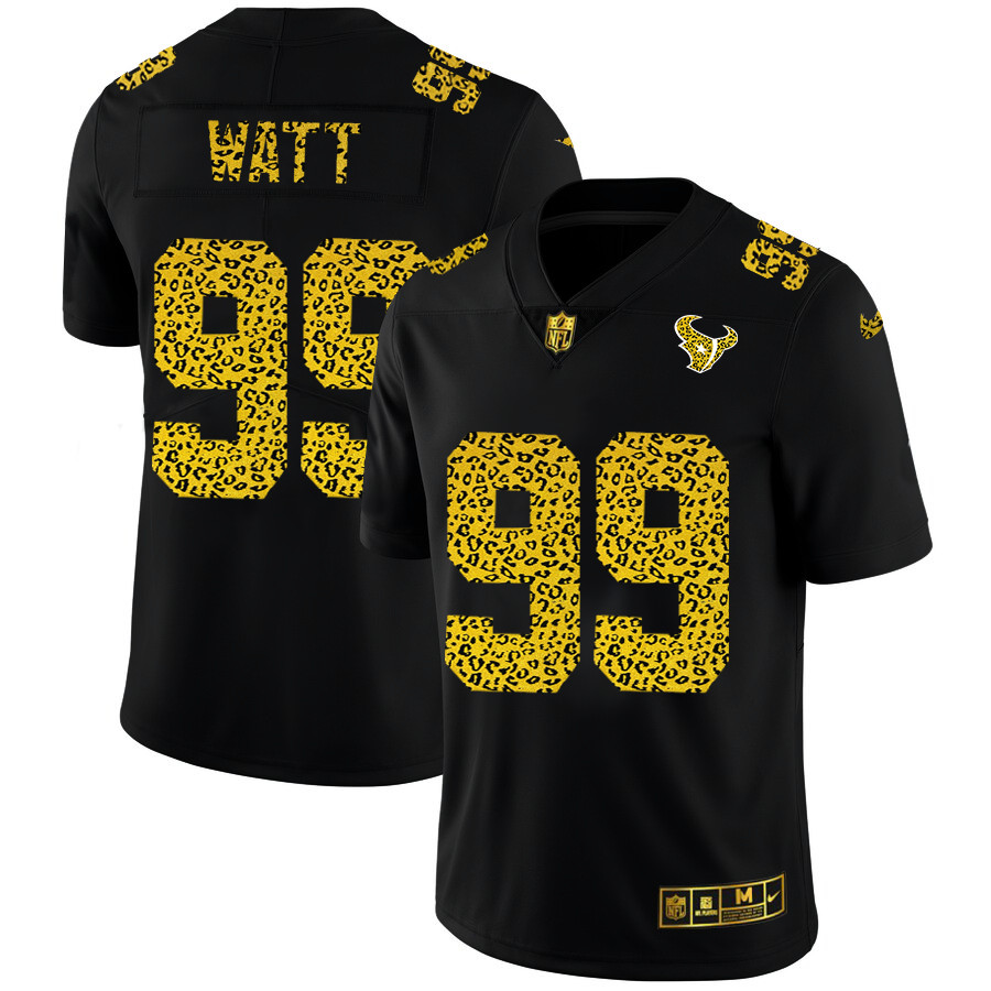 Houston Texans #99 J.J. Watt Men's Nike Leopard Print Fashion Vapor Limited NFL Jersey Black Houston Texans #99 J.J. Watt Men's Nike Leopard Print Fashion Vapor Limited NFL Jersey Black