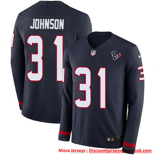 Nike Texans #31 David Johnson Navy Blue Team Color Men's Stitched NFL Limited Therma Long Sleeve Jersey Nike Texans #31 David Johnson Navy Blue Team Color Men's Stitched NFL Limited Therma Long Sleeve Jersey