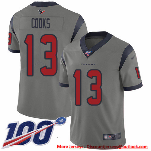 Nike Texans #13 Brandin Cooks Gray Men's Stitched NFL Limited Inverted Legend 100th Season Jersey Nike Texans #13 Brandin Cooks Gray Men's Stitched NFL Limited Inverted Legend 100th Season Jersey