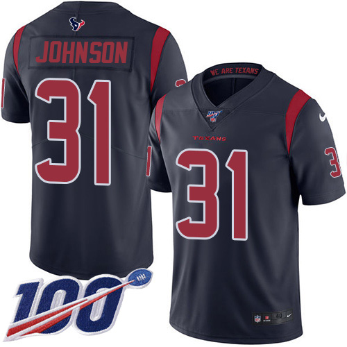 Nike Texans #31 David Johnson Navy Blue Men's Stitched NFL Limited Rush 100th Season Jersey Nike Texans #31 David Johnson Navy Blue Men's Stitched NFL Limited Rush 100th Season Jersey