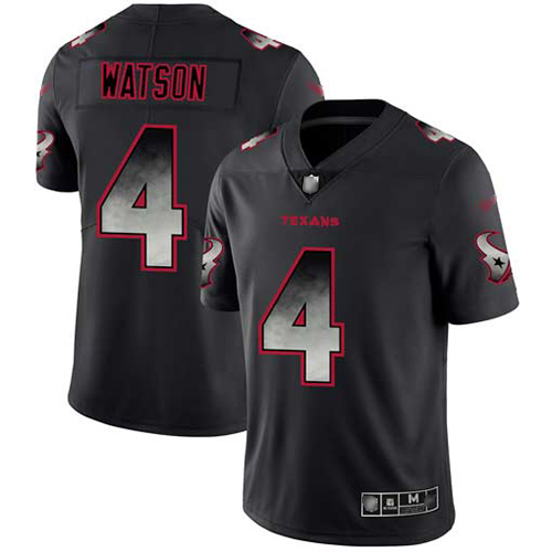 Texans #4 Deshaun Watson Black Men's Stitched Football Vapor Untouchable Limited Smoke Fashion Jersey Texans #4 Deshaun Watson Black Men's Stitched Football Vapor Untouchable Limited Smoke Fashion Jersey