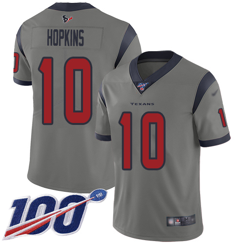 Texans #10 DeAndre Hopkins Gray Men's Stitched Football Limited Inverted Legend 100th Season Jersey Texans #10 DeAndre Hopkins Gray Men's Stitched Football Limited Inverted Legend 100th Season Jersey