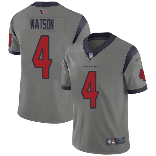 Texans #4 Deshaun Watson Gray Men's Stitched Football Limited Inverted Legend Jersey Texans #4 Deshaun Watson Gray Men's Stitched Football Limited Inverted Legend Jersey