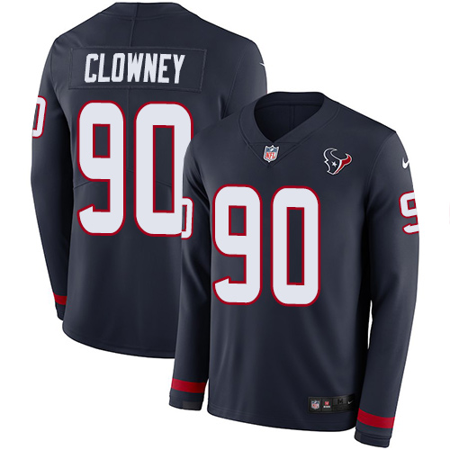Nike Texans #90 Jadeveon Clowney Navy Blue Team Color Men's Stitched NFL Limited Therma Long Sleeve Jersey Nike Texans #90 Jadeveon Clowney Navy Blue Team Color Men's Stitched NFL Limited Therma Long Sleeve Jersey