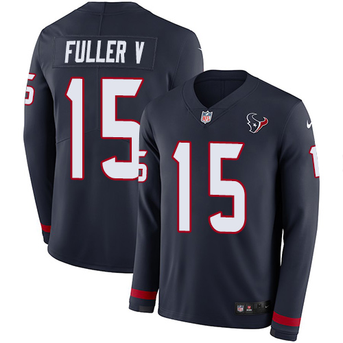 Nike Texans #15 Will Fuller V Navy Blue Team Color Men's Stitched NFL Limited Therma Long Sleeve Jersey Nike Texans #15 Will Fuller V Navy Blue Team Color Men's Stitched NFL Limited Therma Long Sleeve Jersey