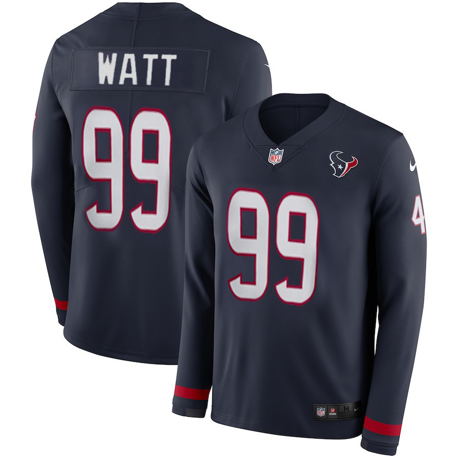 Nike Texans 99 J.J. Watt Navy Therma Long Sleeve Jersey Nike Texans 99 J.J. Watt Navy Therma Long Sleeve Jersey