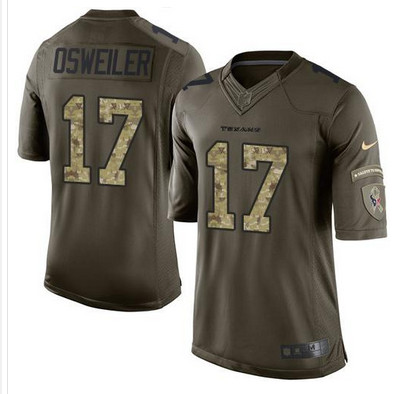 Nike Texans #17 Brock Osweiler Green Men's Stitched NFL Limited Salute to Service Jersey Nike Texans #17 Brock Osweiler Green Men's Stitched NFL Limited Salute to Service Jersey