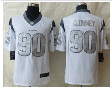 NEW Houston Texans #90 Jadeveon Clowney White NFL Limited Platinum Jersey