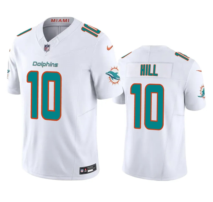 Men's Miami Dolphins #10 Tyreek Hill White 2023 F.U.S.E Vapor Limited Stitched Football Jersey Men's Miami Dolphins #10 Tyreek Hill White 2023 F.U.S.E Vapor Limited Stitched Football Jersey