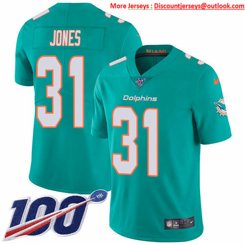 Nike Dolphins #31 Byron Jones Aqua Green Team Color Men's Stitched NFL 100th Season Vapor Untouchable Limited Jersey Nike Dolphins #31 Byron Jones Aqua Green Team Color Men's Stitched NFL 100th Season Vapor Untouchable Limited Jersey