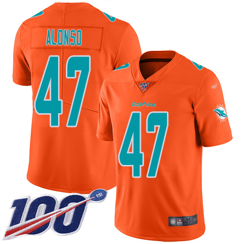 Dolphins #47 Kiko Alonso Orange Men's Stitched Football Limited Inverted Legend 100th Season Jersey Dolphins #47 Kiko Alonso Orange Men's Stitched Football Limited Inverted Legend 100th Season Jersey