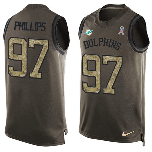 Nike Dolphins #97 Jordan Phillips Green Men's Stitched NFL Limited Salute To Service Tank Top Jersey Nike Dolphins #97 Jordan Phillips Green Men's Stitched NFL Limited Salute To Service Tank Top Jersey