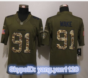 New Nike Miami Dolphins #91 Wake Green Salute To Service Limited Jersey New Nike Miami Dolphins #91 Wake Green Salute To Service Limited Jersey