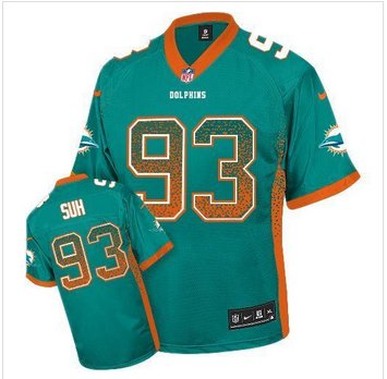 NEW Miami Dolphins #93 Ndamukong Suh Aqua Green Team Color Men's Stitched NFL Elite Drift Fashion Jersey