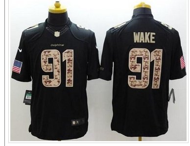 New Miami Dolphins #91 Cameron Wake Black NFL Limited Salute to Service jersey