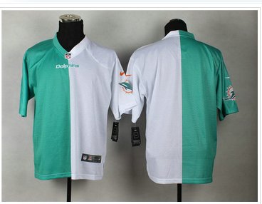 NEW Miami Dolphins Customized Steel Green-White Men's Stitched Elite Split Jersey