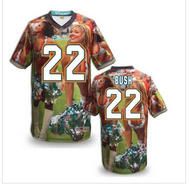 Miami Dolphins #22 BUSH Men's Stitched NFL Elite Fanatical Version Jersey (5)