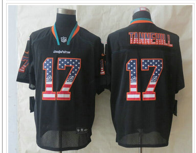 New Miami Dolphins #17 Ryan Tannehill USA Flag Fashion Black Elite Jerseys