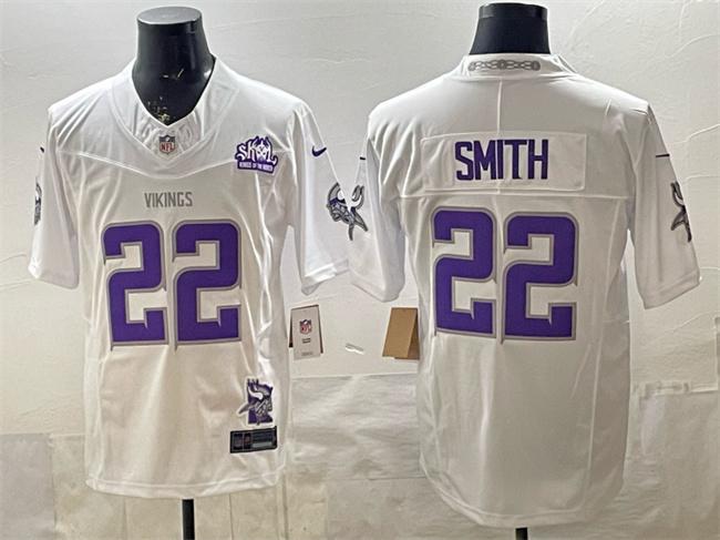 Men's Minnesota Vikings #22 Harrison Smith White 2025 F.U.S.E. Winter Warrior Skol Patch Vapor Limited Stitched Football Jersey Men's Minnesota Vikings #22 Harrison Smith White 2025 F.U.S.E. Winter Warrior Skol Patch Vapor Limited Stitched Football Jersey