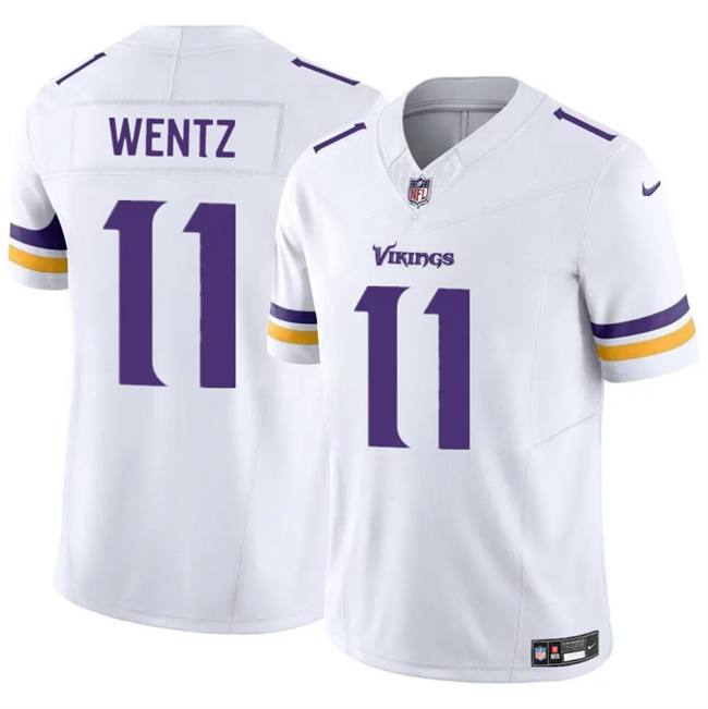 Men's Minnesota Vikings #11 Carson Wentz White 2025 F.U.S.E. Vapor Untouchable Limited Stitched Jersey Men's Minnesota Vikings #11 Carson Wentz White 2025 F.U.S.E. Vapor Untouchable Limited Stitched Jersey