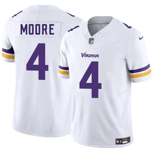 Men's Minnesota Vikings #4 Rondale Moore White 2025 F.U.S.E. Vapor Untouchable Limited Stitched Jersey Men's Minnesota Vikings #4 Rondale Moore White 2025 F.U.S.E. Vapor Untouchable Limited Stitched Jersey