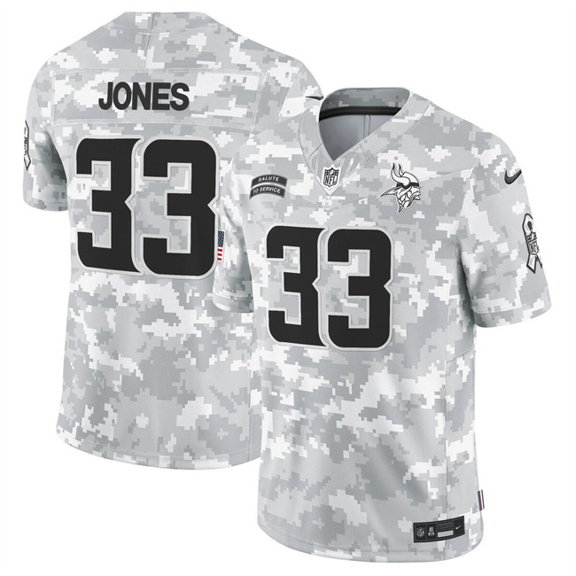 Men's Minnesota Vikings #33 Aaron Jones 2024 F.U.S.E Arctic Camo Salute To Service Limited Stitched Football Jersey Men's Minnesota Vikings #33 Aaron Jones 2024 F.U.S.E Arctic Camo Salute To Service Limited Stitched Football Jersey