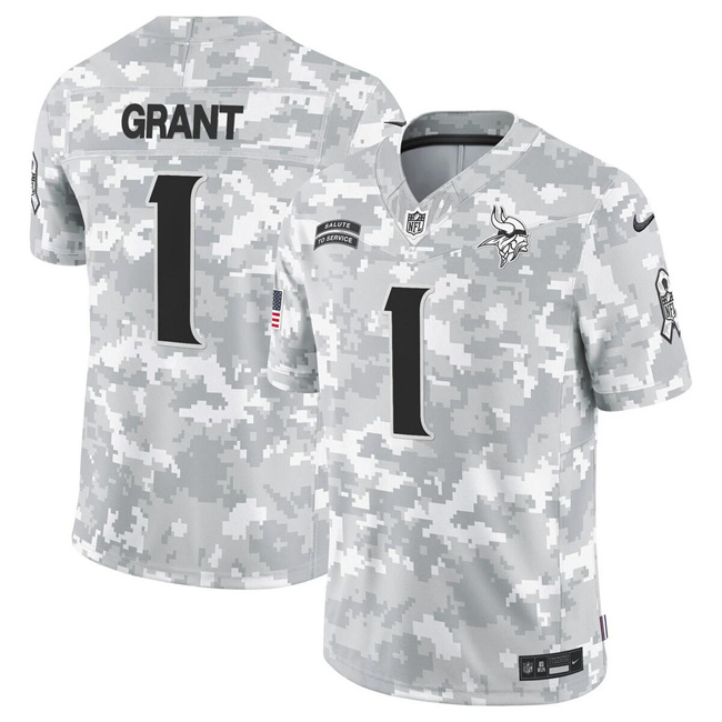Men's Minnesota Vikings #1 Bud Grant 2024 F.U.S.E Arctic Camo Salute To Service Limited Stitched Football Jersey Men's Minnesota Vikings #1 Bud Grant 2024 F.U.S.E Arctic Camo Salute To Service Limited Stitched Football Jersey
