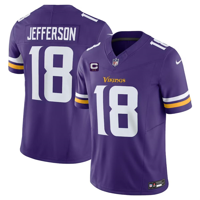 Men's Minnesota Vikings #18 Justin Jefferson Purple 2024 F.U.S.E. With 2-Star C Patch Vapor Limited Stitched Jersey Men's Minnesota Vikings #18 Justin Jefferson Purple 2024 F.U.S.E. With 2-Star C Patch Vapor Limited Stitched Jersey