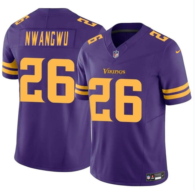 Men's Minnesota Vikings #26 Kene Nwangwu Purple 2023 F.U.S.E. Color Rush Untouchable Limited Stitched Jersey Men's Minnesota Vikings #26 Kene Nwangwu Purple 2023 F.U.S.E. Color Rush Untouchable Limited Stitched Jersey