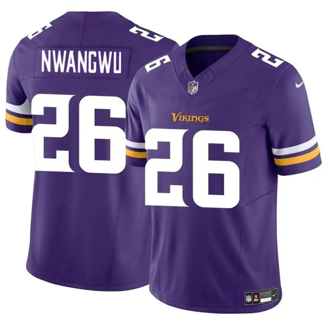 Men's Minnesota Vikings #26 Kene Nwangwu Purple 2023 F.U.S.E. Vapor Untouchable Limited Stitched Jersey Men's Minnesota Vikings #26 Kene Nwangwu Purple 2023 F.U.S.E. Vapor Untouchable Limited Stitched Jersey