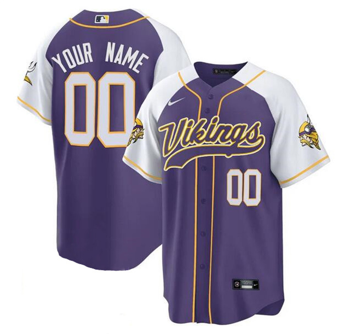 Men's Minnesota Vikings ACTIVE PLAYER Custom Purple White Cool Base Stitched Baseball Jersey Men's Minnesota Vikings ACTIVE PLAYER Custom Purple White Cool Base Stitched Baseball Jersey