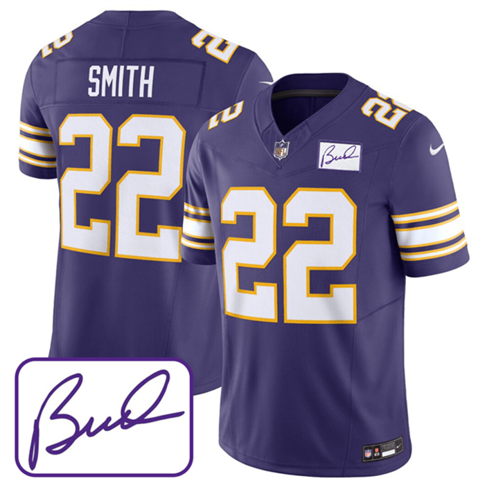 Men's Minnesota Vikings #22 Harrison Smith Purple 2023 F.U.S.E. Bud Grant Patch Limited Stitched Jersey Men's Minnesota Vikings #22 Harrison Smith Purple 2023 F.U.S.E. Bud Grant Patch Limited Stitched Jersey